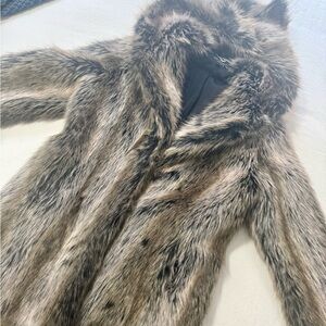 SpiritHoods Classic Gray Wolf Faux Fur Hooded Coat - Sz M